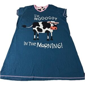 Lazy One Sleep Shirt Nightgown Moody Cow In The Morning Short Sleeve L / XL